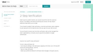 2-Step Verification | Uber Rider Help