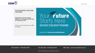 UEM Group Scholarship Programme