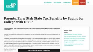 Parents: Earn Utah State Tax Benefits by Saving for College with UESP