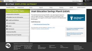 Utah Education Savings Plan® (UESP) | Employee Gateway