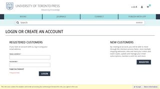 Customer Login | U Toronto Press - University of Toronto Press