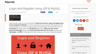 Login and Register Using JSP & MySQL | onlyxscript