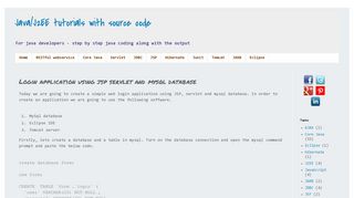 Login application using jsp servlet and mysql database