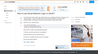 How to use Social Network Login or oAuth? - Stack Overflow