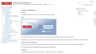 1 Login and configuring user [Zabbix Documentation 2.0]