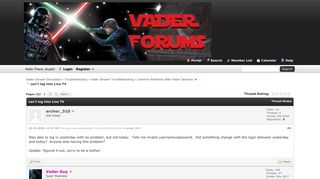 can't log into Live TV - Vader Stream