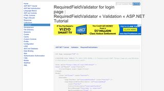 RequiredFieldValidator « Validation « ASP.NET Tutorial - Java2s