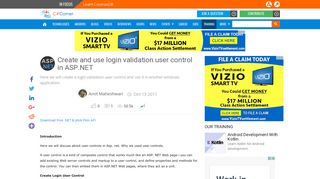 Create and use login validation user control in ASP.NET - C# Corner