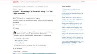 How to write Script in selenium using Java for a login module - Quora