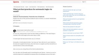What are best practices for automatic login via email? - Quora