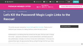 Let's Kill the Password! Magic Login Links to the Rescue! — SitePoint