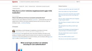 Why have so few websites implemented Login with LinkedIn? - Quora