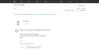 how to connect my videotron email - Apple Community