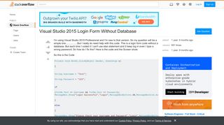 Visual Studio 2015 Login Form Without Database - Stack Overflow