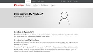 My Vodafone User Guide | Vodafone Australia