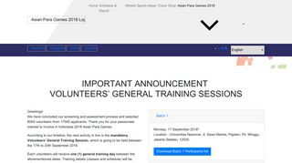 Volunteer - Asian Para Games 2018
