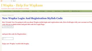 New Wapka Login And Registration Stylish Code - I Wapka