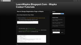 LearnWapka.Blogspot.Com - Wapka Codes+Tutorials: How to Design ...