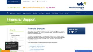Financial Support - Westminster Kingsway College