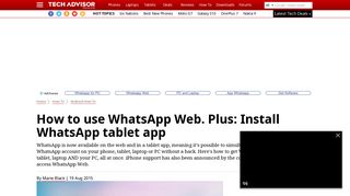 How to use WhatsApp Web - Tech Advisor