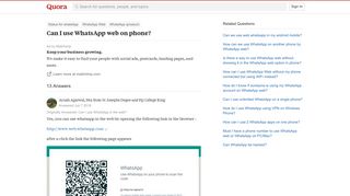 Can I use WhatsApp web on phone? - Quora