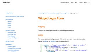 Widget Login Form - RocketGeek