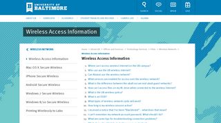 Wireless Access Information - University of Baltimore