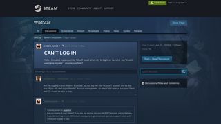 CAN'T LOG IN :: WildStar General Discussions - Steam Community