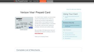 Verizon Visa ® Prepaid Card - MyPrepaidCenter.com