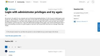Login with administrator privileges and try again - Microsoft ...