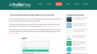 How to Add WordPress AJAX Login Form to Your Site - ProfilePress