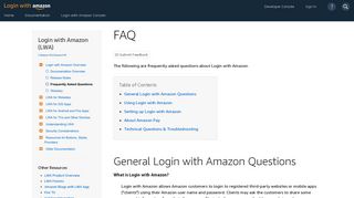 FAQ | Login with Amazon - Amazon Developer