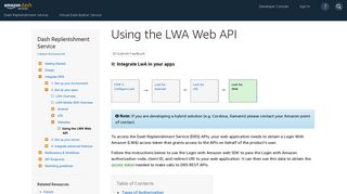 Using the LWA Web API | Dash Replenishment ... - Amazon Developer