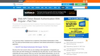 Web API Token Based Authentication With Angular - Part Two