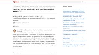 Which is better, logging in with phone number or email ID? - Quora