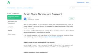 Email, Phone Number, and Password – Amino Help Center