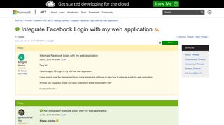 Integrate Facebook Login with my web application | The ASP.NET Forums