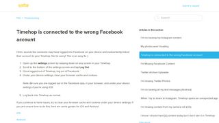 Timehop is connected to the wrong Facebook account – FAQ