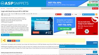 Login with Gmail Account API in ASP.Net - ASPSnippets