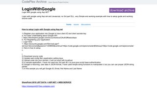 Login with google using Asp.NET - CodePlex Archive