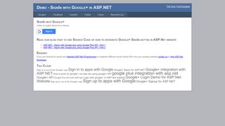 Demo - SignIn with Google+ in ASP.NET - The One Technologies