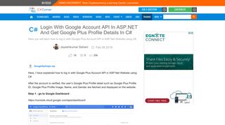 Login With Google Account API In ASP.NET And Get Google Plus ...