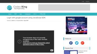 Login with google account using JavaScript SDK - Codex King