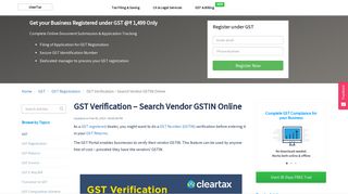 GST Verification Online - Search GSTIN / UIN Number India - ClearTax