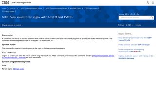 530: You must first login with USER and PASS. - IBM