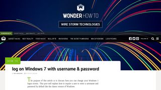 How to log on Windows 7 with username & password « Wire Storm ...