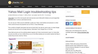 Yahoo Mail Login troubleshooting tips - gHacks Tech News