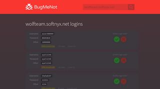wolfteam.softnyx.net passwords - BugMeNot
