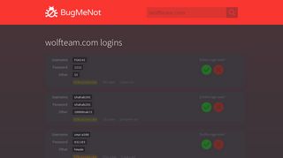 wolfteam.com passwords - BugMeNot