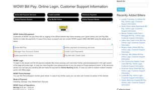 WOW! Bill Pay, Online Login, Customer Support Information
